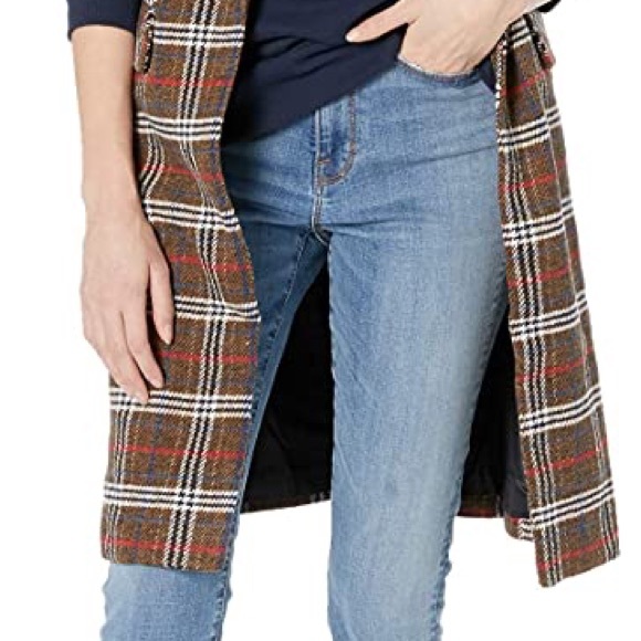 2X Urban Republic Plus Size Red Brown Plaid Flannel Long Coat NEW Jacket Winter - Picture 2 of 15